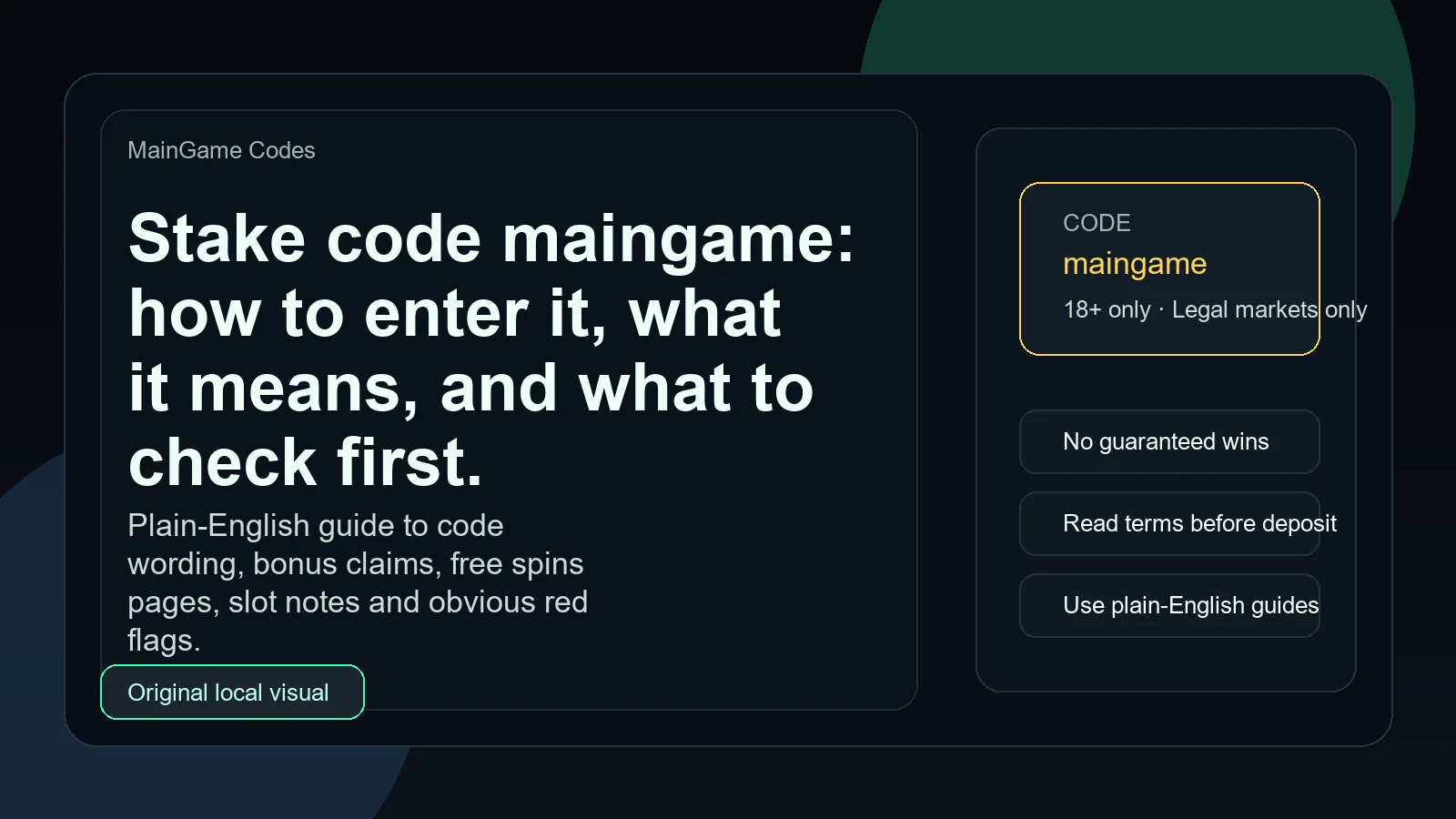 Original local visual for the Stake code maingame guide