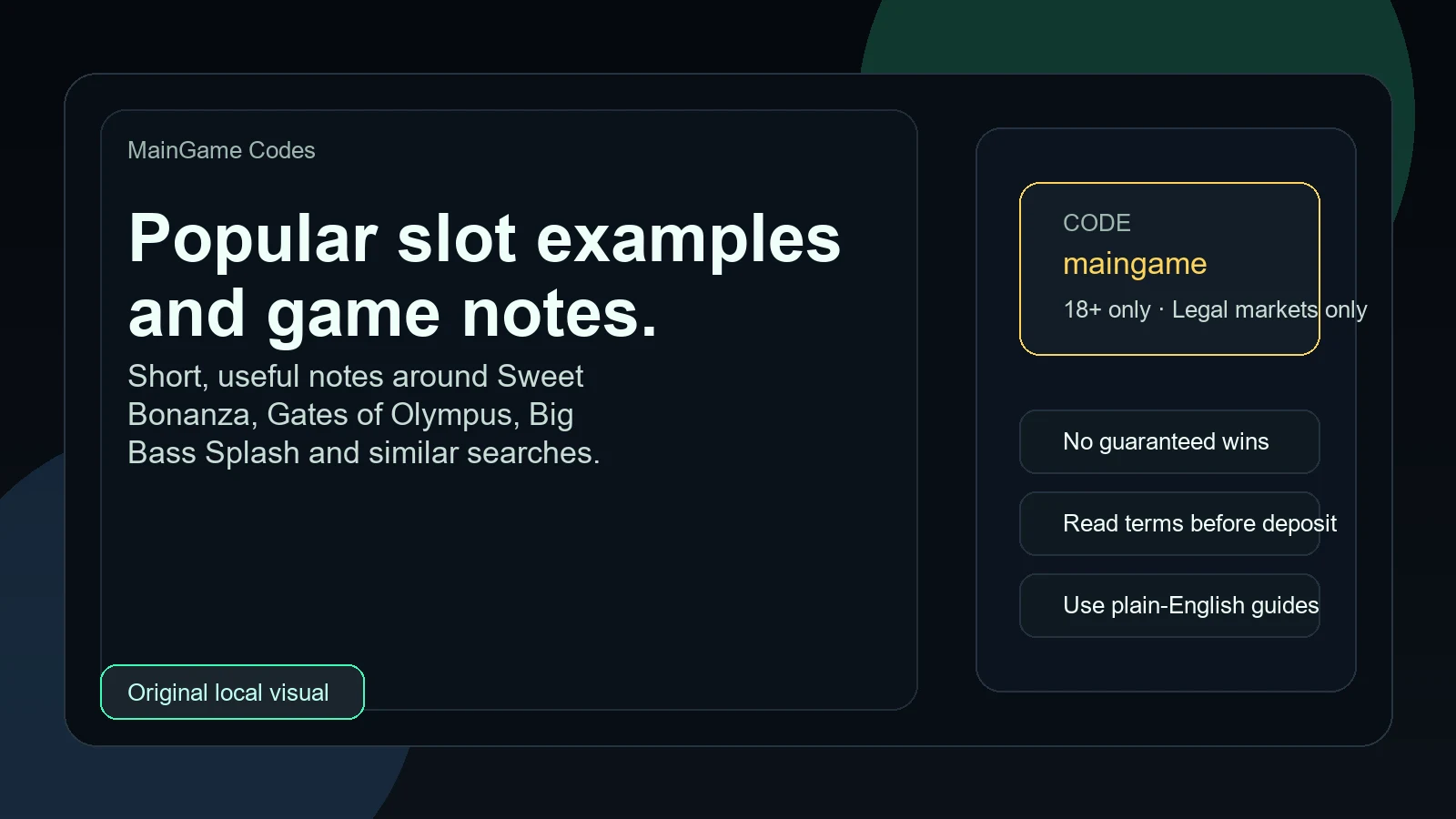 Original local visual for the popular slot examples hub